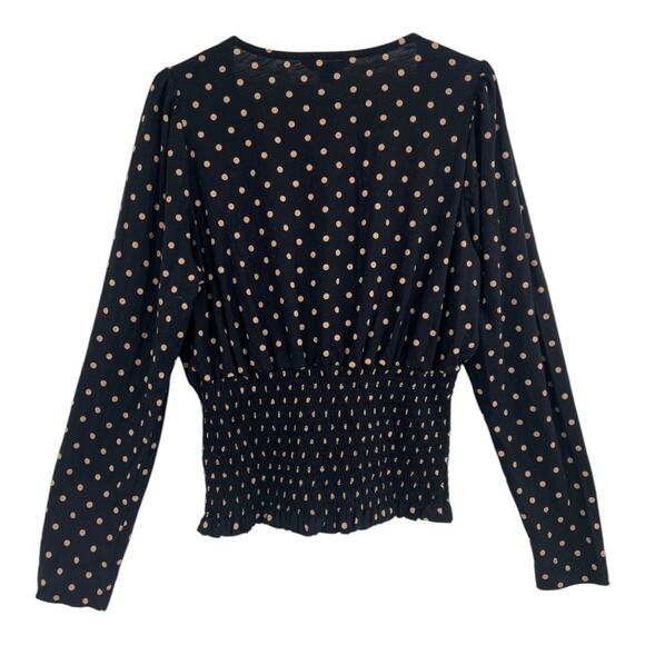 NWOT‎ Whistles Black Spot Square Neck Shirred Top Large - Picture 4 of 7